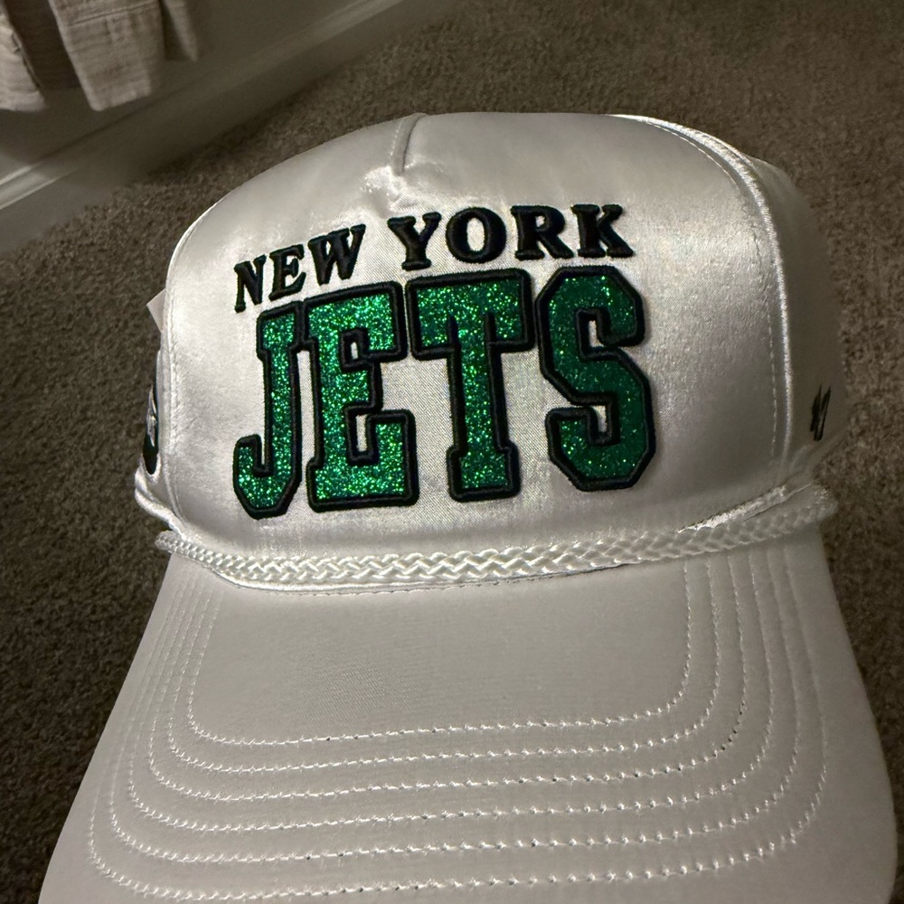 NFL White Cap with Green Jets Logo